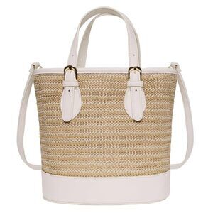 Trendy Womens Straw Bucket Bag Straw Crossbody Bags For Women Summer Beach